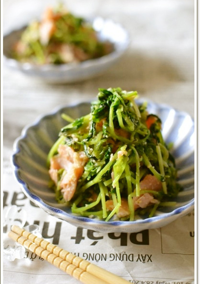 鮭と豆苗のごま生姜和え【作り置き】-レシピのメイン写真
