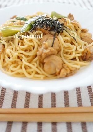 ベビー帆立とアスパラのバター醤油焼きそば-レシピのメイン写真