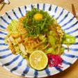 大葉とうずら卵の塩焼きそば