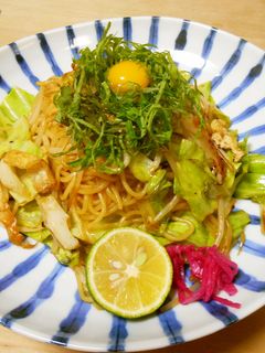 大葉とうずら卵の塩焼きそば-レシピのメイン写真