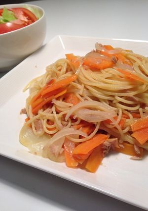 常備野菜で★人参と玉葱とツナの簡単パスタ-レシピのメイン写真