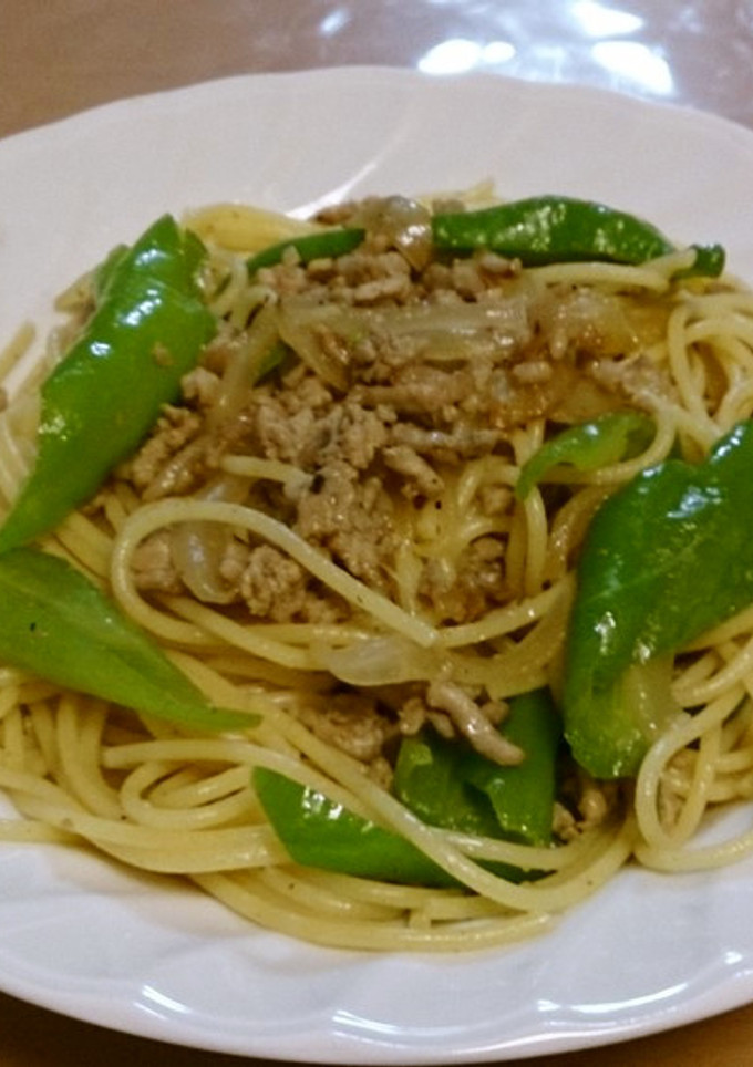 万願寺とうがらしとひき肉のパスタ-レシピのメイン写真