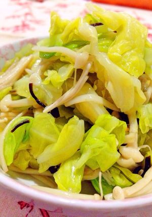 レンチン♪春キャベツとえのきの塩昆布あえ-レシピのメイン写真
