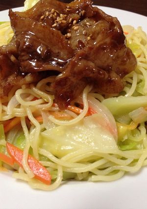 【マルちゃん】北海道の豚丼ならぬ豚そば！-レシピのメイン写真