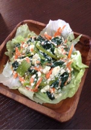 懐かしい味☆小松菜と豆腐の胡麻和え-レシピのメイン写真