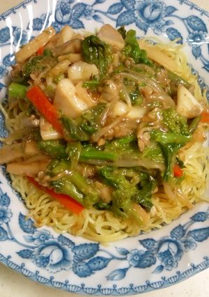 菜の花とシーフードの餡かけ塩焼そば-レシピのメイン写真