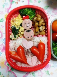 キャラ弁 赤ウィンナーでcuteハート♡-レシピのメイン写真