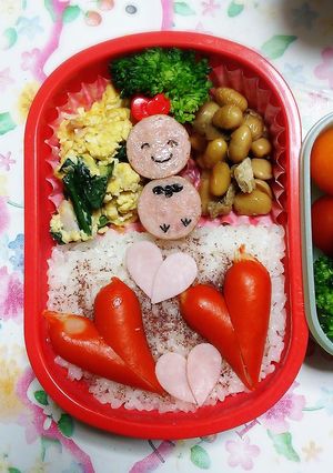 キャラ弁 赤ウィンナーでcuteハート♡-レシピのメイン写真