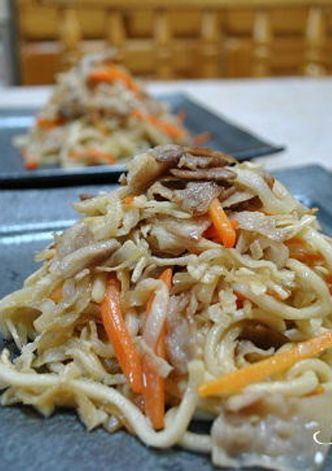 豚肉と切り干し大根のうどん焼き-レシピのメイン写真