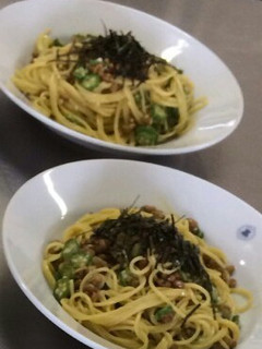 簡単♪納豆オクラパスタ!-レシピのメイン写真