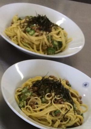 簡単♪納豆オクラパスタ!-レシピのメイン写真