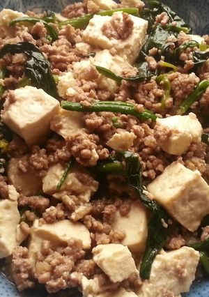 簡単！ほうれん草とひき肉の、あんかけ豆腐-レシピのメイン写真