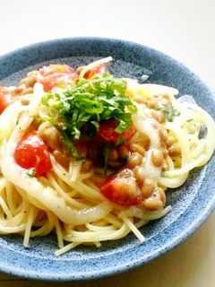 簡単!イカ納豆とトマトの和風パスタ☆-レシピのメイン写真