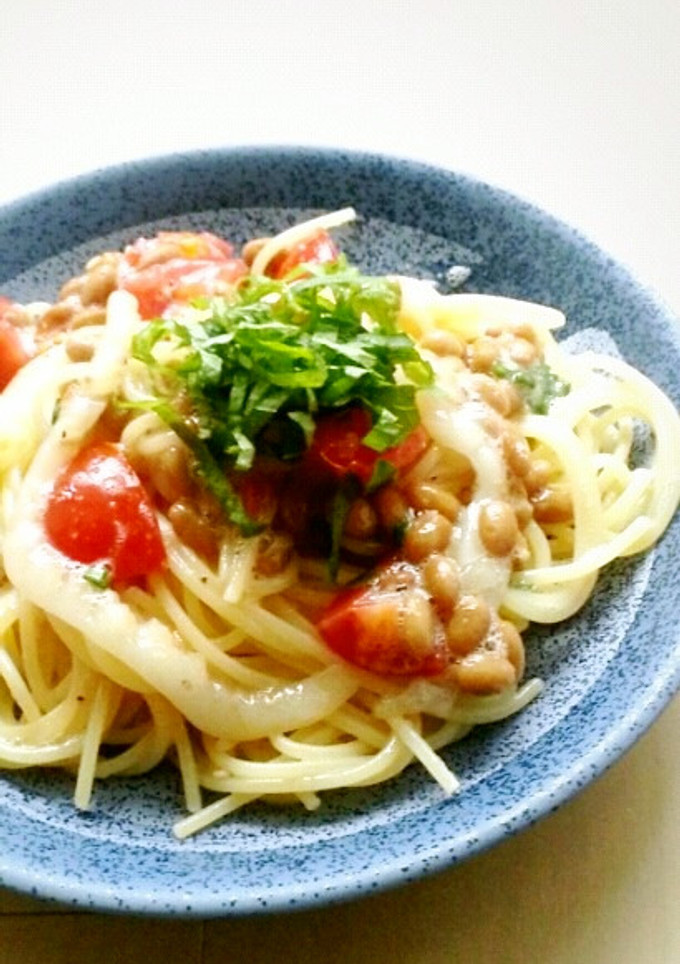 簡単！イカ納豆とトマトの和風パスタ☆-レシピのメイン写真