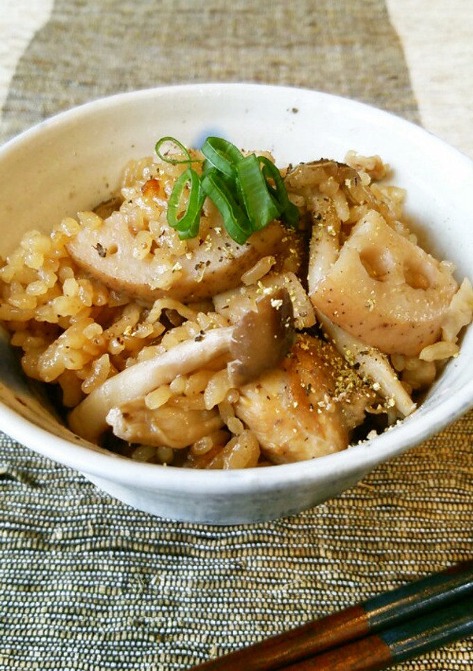 炊飯器deほくっもちっ蓮根の中華おこわ風-レシピのメイン写真