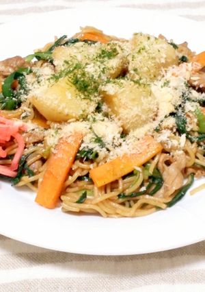 ニラたっぷり！いもフライ風焼そば-レシピのメイン写真