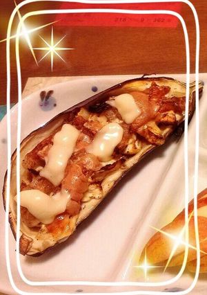 ジューシー♪ナスの器の豚チーズ焼き-レシピのメイン写真