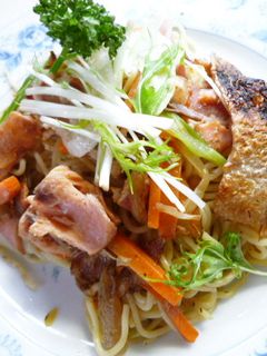 塩鮭と水菜の塩焼きそば-レシピのメイン写真