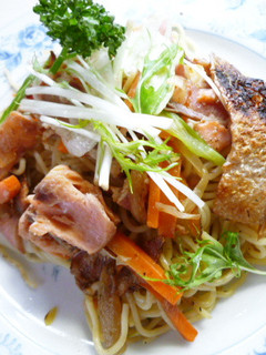 塩鮭と水菜の塩焼きそば-レシピのメイン写真