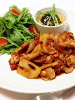 簡単☆豚コマ肉のトマト煮-レシピのメイン写真