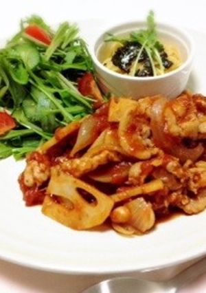簡単☆豚コマ肉のトマト煮-レシピのメイン写真