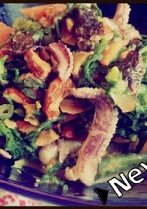 プルーン春菊人参イカピーナツバター和え♡-レシピのメイン写真