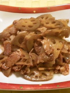 蓮根と豚肉の甘辛炒め-レシピのメイン写真