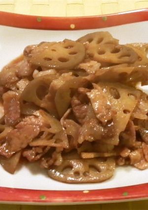 蓮根と豚肉の甘辛炒め-レシピのメイン写真