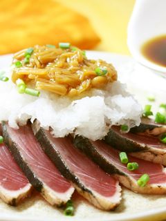 かつおのたたき おろしなめ茸のっけ盛り-レシピのメイン写真