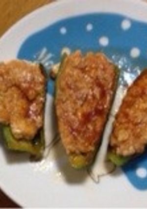ピーマンの豆腐＆挽肉詰め-レシピのメイン写真