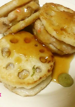 つくねとレンコンの煮込み風はさみ焼き-レシピのメイン写真