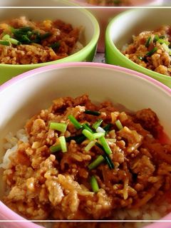 味噌でコク旨♪ひき肉ともやしのあんかけ丼-レシピのメイン写真