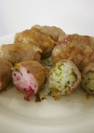 肉巻おにぎり（２種類）-レシピのメイン写真