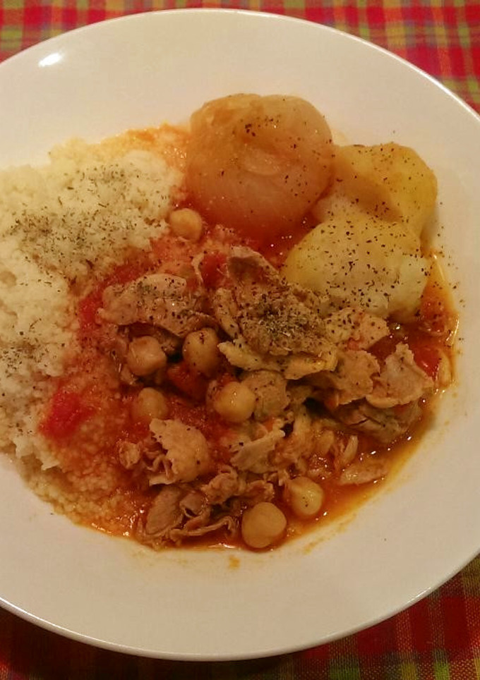ひよこ豆と豚肉のトマト煮クスクス添え-レシピのメイン写真