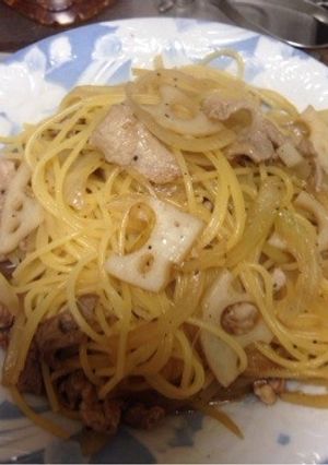 簡単☆豚肉とレンコンの和風パスタ-レシピのメイン写真