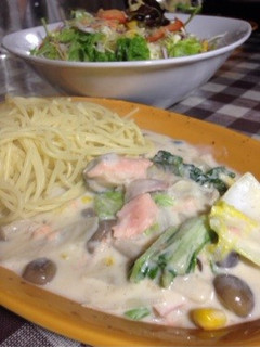 鮭と白菜の味噌クリームパスタ-レシピのメイン写真