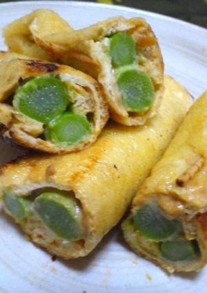 アスパラガスの味噌マヨ油揚げ巻き♪-レシピのメイン写真