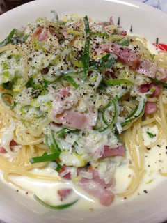 長ネギとベーコンのクリームパスタ-レシピのメイン写真