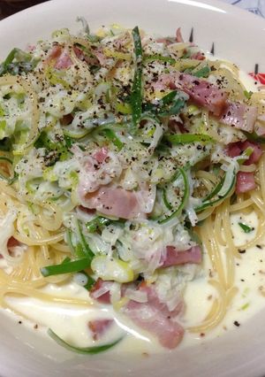 長ネギとベーコンのクリームパスタ-レシピのメイン写真