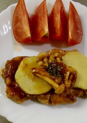 今夜のメインは豚肉のソテートマトソース♪-レシピのメイン写真