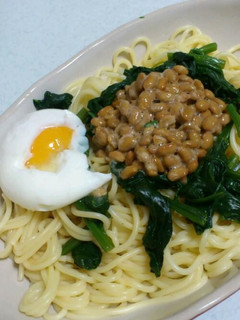納豆とほうれん草の和風パスタ-レシピのメイン写真