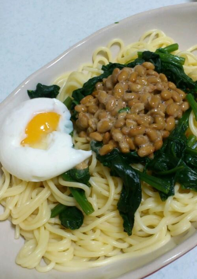 納豆とほうれん草の和風パスタ-レシピのメイン写真