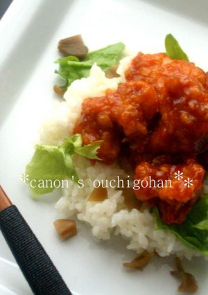 ザーサイレタスご飯＊鶏から揚げチリソース-レシピのメイン写真