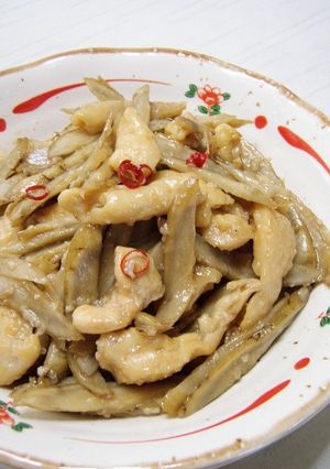 鶏皮とごぼうの塩麹炒め-レシピのメイン写真