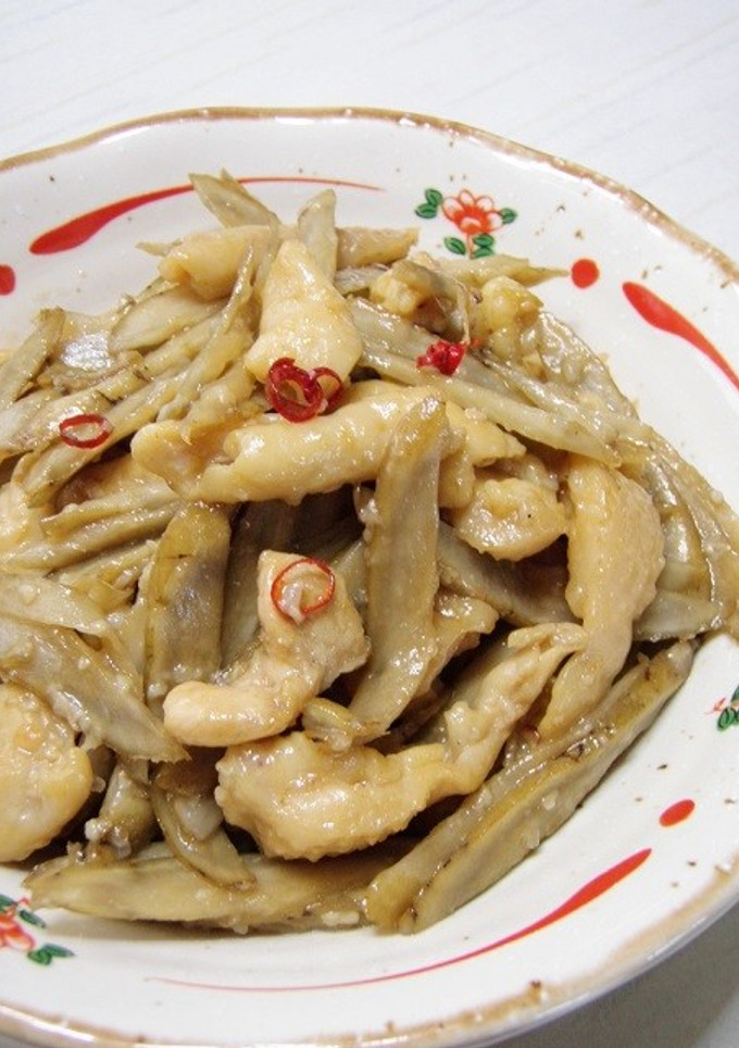 鶏皮とごぼうの塩麹炒め-レシピのメイン写真