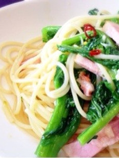 簡単!菜の花とベーコンのペペロンチーノ-レシピのメイン写真