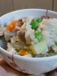 片手鍋で炊き込みご飯。ゆで塩豚とタケノコ-レシピのメイン写真