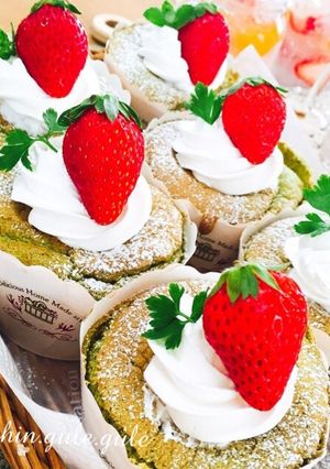 全卵で作る、抹茶シフォンカップケーキ♥-レシピのメイン写真