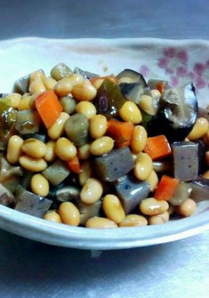 大豆&人参&蒟蒻&椎茸&ゴボウの五目煮-レシピのメイン写真