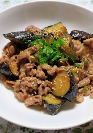 ワンパン簡単今日の夕飯豚こまナス味噌炒め和食-レシピのメイン写真